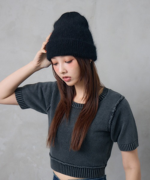 ENVYM（アンビー）の「フラッフィービーニー（ニットキャップ/ビーニー・レディース・レッド/ブラック・FREE）」の7枚目の写真