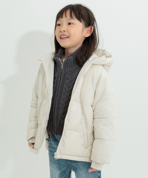 10C REPIPI（ジューシーレピピ）の「【10C REPIPI】エアサーマルフードジャケット（ブルゾン・キッズ・サックスブルー/ブラック/アイボリー・110cm/130cm/120cm）」の2枚目の写真