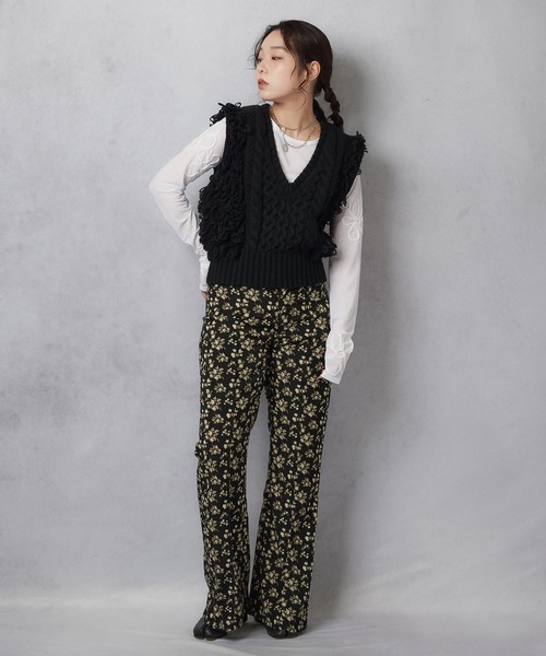 Lull(ルル)の「【Lull / ルル】ループヤーンコンパクトニットベスト(ニット/セーター・レディース・杢グレー/ブラック/アイボリー・ONESIZE)」の20枚目の写真