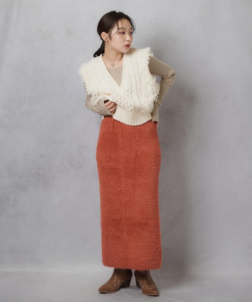 Lull(ルル)の「【Lull / ルル】ループヤーンコンパクトニットベスト(ニット/セーター・レディース・杢グレー/ブラック/アイボリー・ONESIZE)」の21枚目の写真