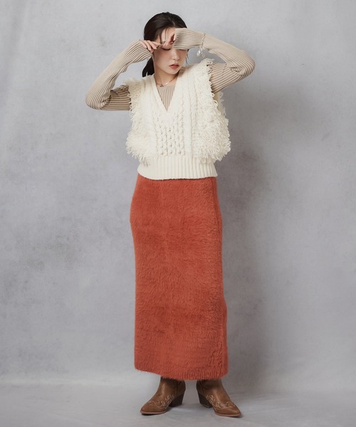 Lull(ルル)の「【Lull / ルル】ループヤーンコンパクトニットベスト(ニット/セーター・レディース・杢グレー/ブラック/アイボリー・ONESIZE)」の22枚目の写真