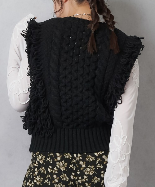 Lull(ルル)の「【Lull / ルル】ループヤーンコンパクトニットベスト(ニット/セーター・レディース・杢グレー/ブラック/アイボリー・ONESIZE)」の11枚目の写真