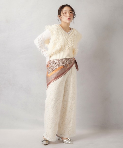 Lull(ルル)の「【Lull / ルル】ループヤーンコンパクトニットベスト(ニット/セーター・レディース・杢グレー/ブラック/アイボリー・ONESIZE)」の8枚目の写真