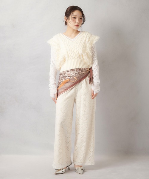 Lull(ルル)の「【Lull / ルル】ループヤーンコンパクトニットベスト(ニット/セーター・レディース・杢グレー/ブラック/アイボリー・ONESIZE)」の7枚目の写真