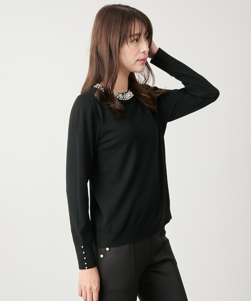Jayro（ジャイロ）の「ネックパールビジューニット（Tシャツ/カットソー・レディース・ホワイト/ブラック/グレー/レッド/ブルー/グリーン・FREE）」の8枚目の写真