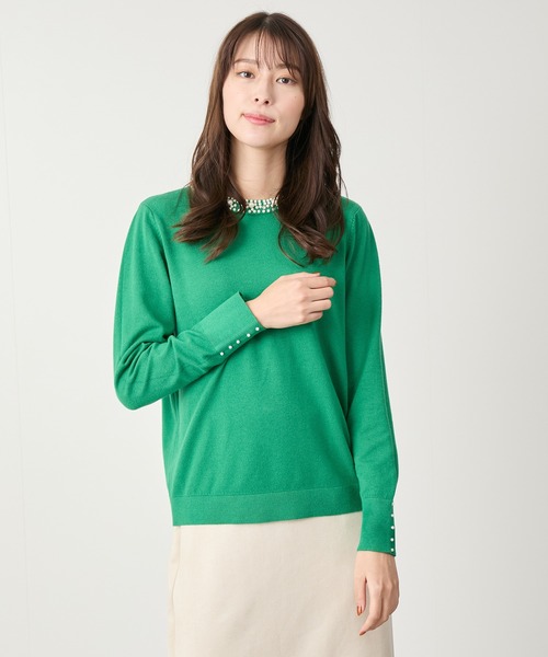 Jayro（ジャイロ）の「ネックパールビジューニット（Tシャツ/カットソー・レディース・ホワイト/ブラック/グレー/レッド/ブルー/グリーン・FREE）」の17枚目の写真