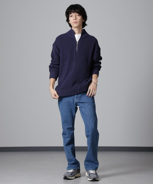 NANO universe(ナノユニバース)の「畔ニットハーフZIPプルオーバー(ニット/セーター・メンズ・ネイビー/ブラック/グレー・M/L/S)」の7枚目の写真
