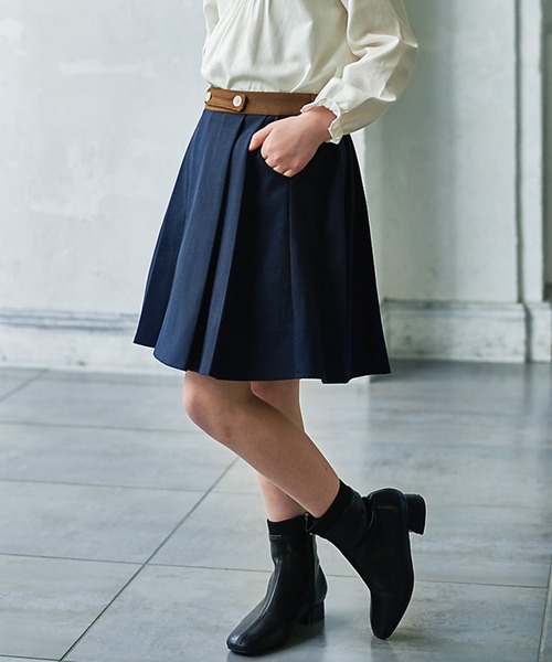 ネイビーバイカラープリーツスカート（スカート）｜DRESCCO（ドレスコ