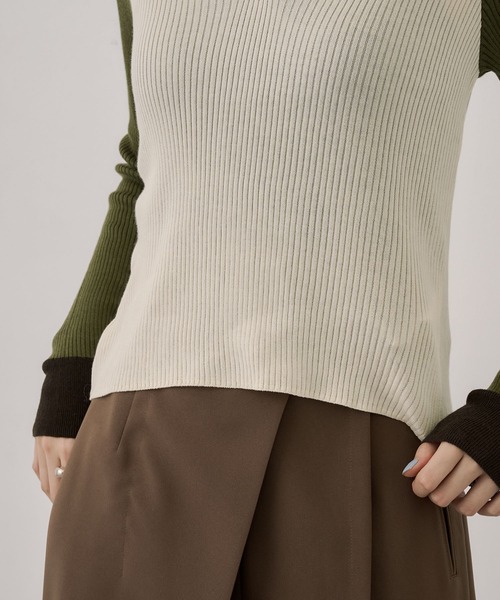 UNITED TOKYO（ユナイテッドトウキョウ）の「キュプラコットンニットポロ｜ウォッシャブル/春服（ニット/セーター・レディース・グリーン/ネイビー・FREE）」の12枚目の写真