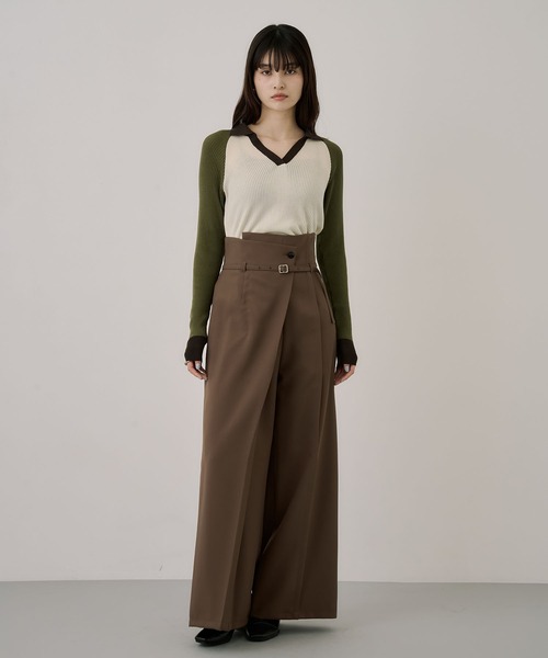 UNITED TOKYO（ユナイテッドトウキョウ）の「キュプラコットンニットポロ｜ウォッシャブル/春服（ニット/セーター・レディース・グリーン/ネイビー・FREE）」の5枚目の写真