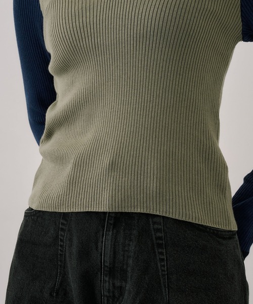 UNITED TOKYO（ユナイテッドトウキョウ）の「キュプラコットンニットポロ｜ウォッシャブル/春服（ニット/セーター・レディース・グリーン/ネイビー・FREE）」の22枚目の写真