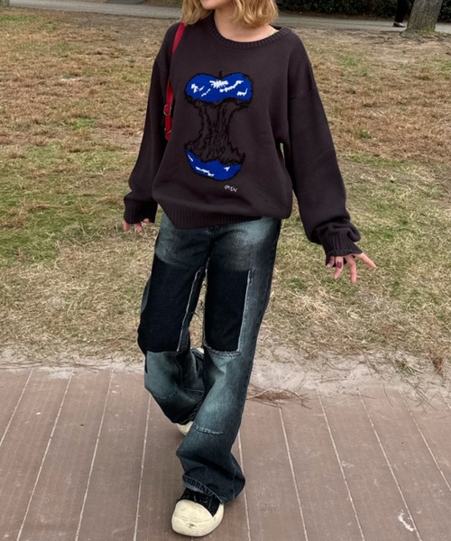 shesame（シーセム）の「crush apple knit（ニット/セーター・レディース・グレー/チャコール/グレイッシュベージュ・LARGE/MEDIUM）」の8枚目の写真