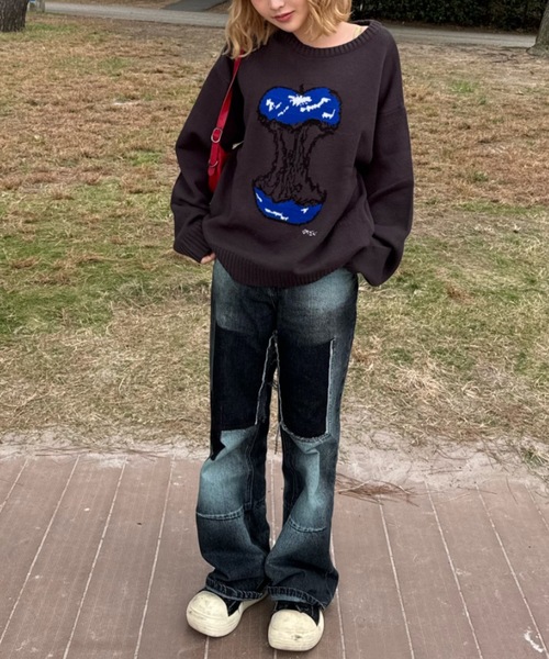 shesame（シーセム）の「crush apple knit（ニット/セーター・レディース・グレー/チャコール/グレイッシュベージュ・LARGE/MEDIUM）」の9枚目の写真