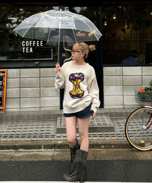 shesame（シーセム）の「crush apple knit（ニット/セーター・レディース・グレー/チャコール/グレイッシュベージュ・LARGE/MEDIUM）」の5枚目の写真