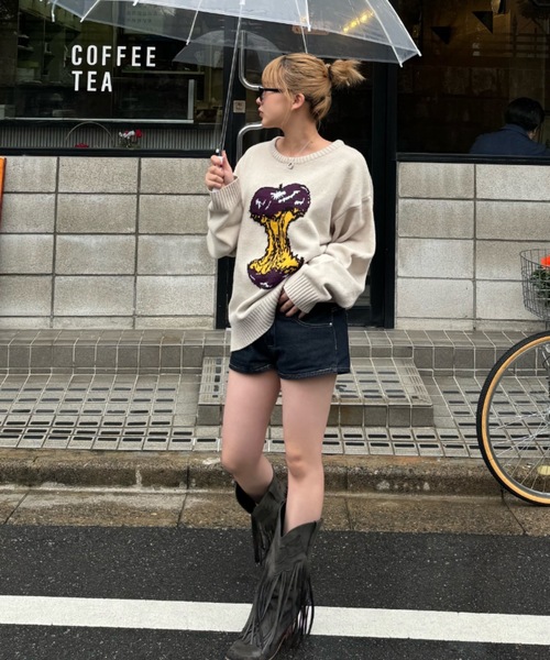 shesame（シーセム）の「crush apple knit（ニット/セーター・レディース・グレー/チャコール/グレイッシュベージュ・LARGE/MEDIUM）」の17枚目の写真