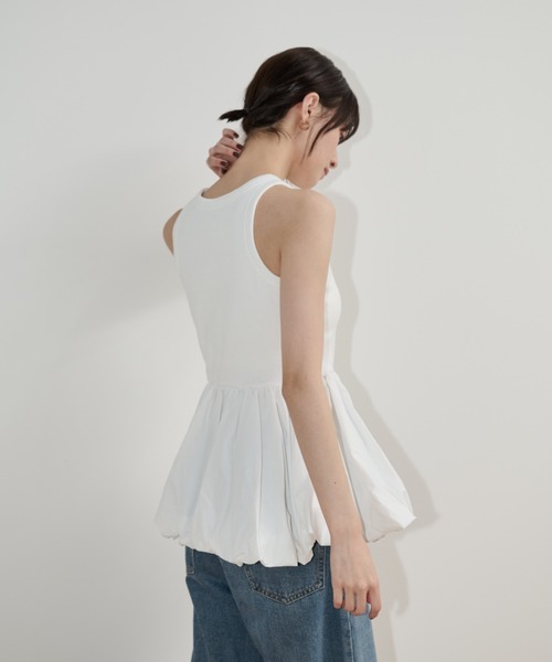 Shelly island（シェリーアイランド）の「カップ付ドッキングバルーンインナータンク（Tシャツ/カットソー・レディース・ブラック/ホワイト・FREE）」の6枚目の写真