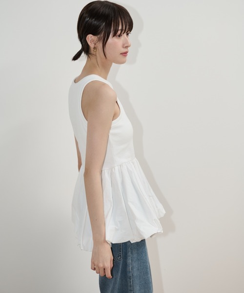 Shelly island（シェリーアイランド）の「カップ付ドッキングバルーンインナータンク（Tシャツ/カットソー・レディース・ブラック/ホワイト・FREE）」の4枚目の写真