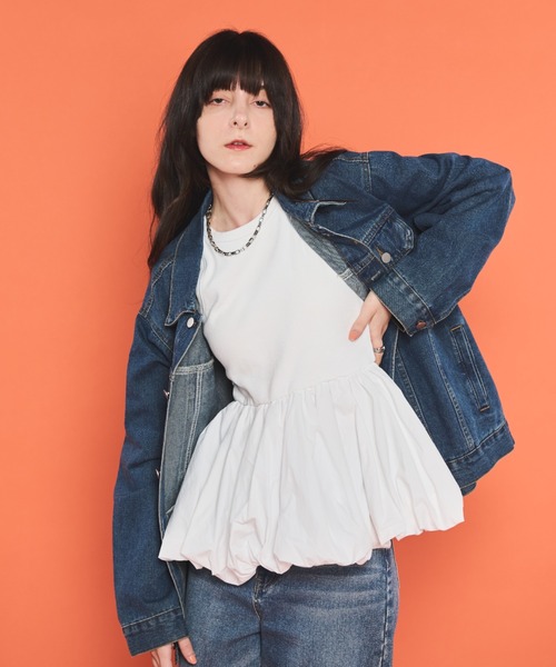 Shelly island（シェリーアイランド）の「カップ付ドッキングバルーンインナータンク（Tシャツ/カットソー・レディース・ブラック/ホワイト・FREE）」の15枚目の写真