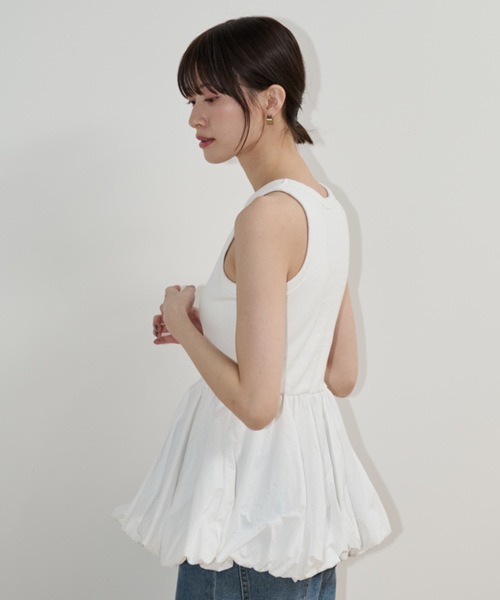 Shelly island（シェリーアイランド）の「カップ付ドッキングバルーンインナータンク（Tシャツ/カットソー・レディース・ブラック/ホワイト・FREE）」の5枚目の写真