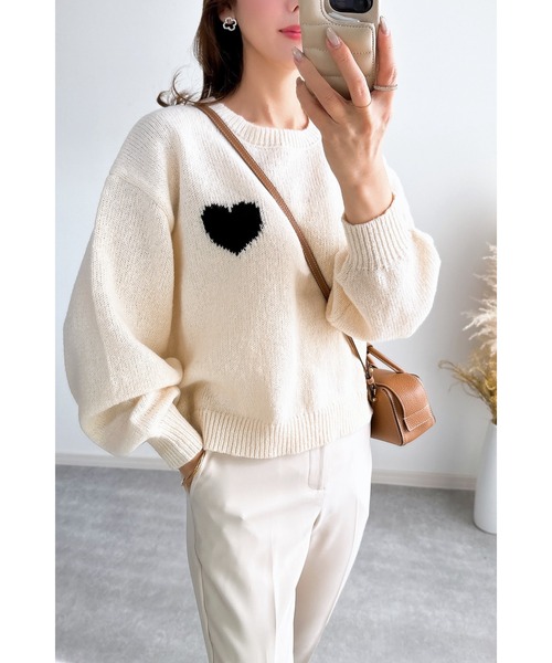 ZOZO限定】モヘアタッチハートジャガードニット（ニット/セーター