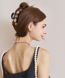 Mela Bianca（メラビアンカ）の「Mela Bianca/メラビアンカ 韓国 パール マーブル マット クロークリップ デボラ ヘアクリップ バレッタ バンスクリップ ヘアアクセサリー Debora Claw Clip L（バレッタ/ヘアクリップ）」