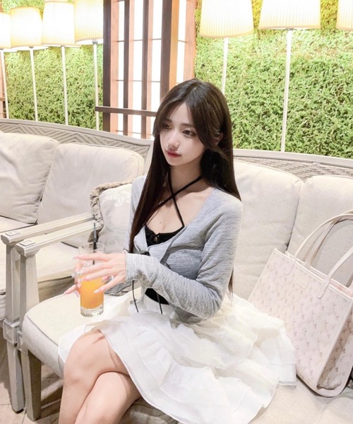 レースアップクロップドトップス+キャミ（Tシャツ/カットソー）｜KsG（ケーエスジー）