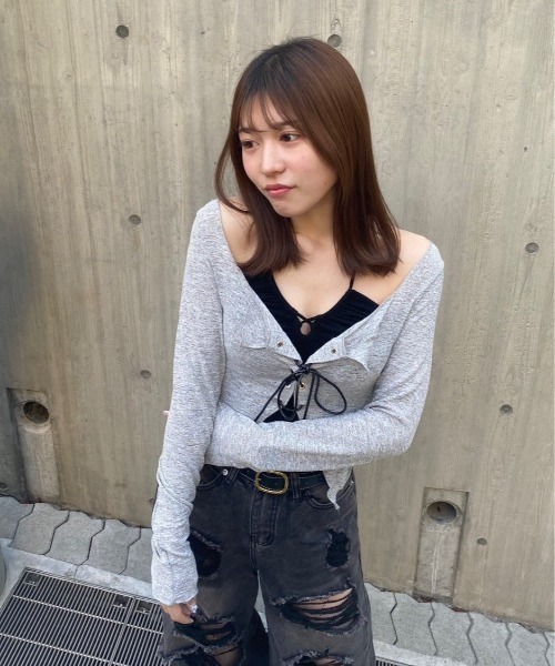 レースアップクロップドトップス+キャミ（Tシャツ/カットソー）｜KsG（ケーエスジー）