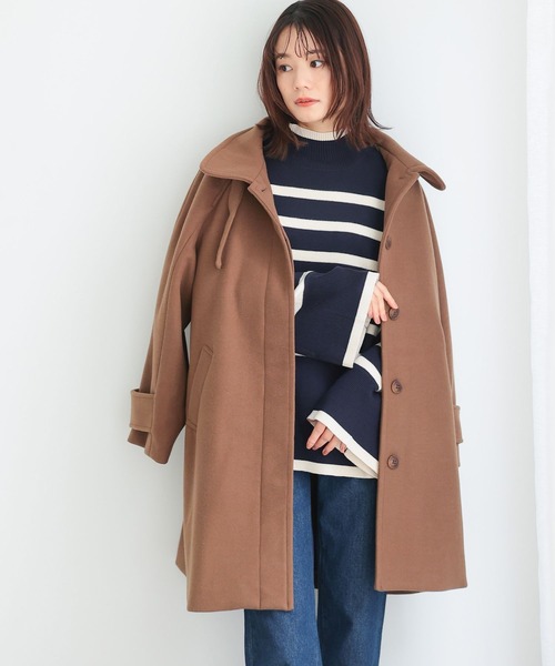 n'OrLABEL(ノアールレーベル)の「ハイネックワイドスリーブボーダーニット(ニット/セーター・レディース・ネイビー/ベージュ/オレンジ・FREE)」の13枚目の写真