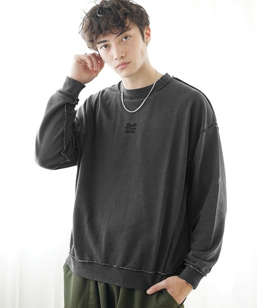MinoriTY(マイノリティ)の「【MinoriTY select】裏毛インディゴ染めアウトステッチ刺繍トレーナー(スウェット・メンズ・インディゴブルー/ブラック・L/M)」の1枚目の写真