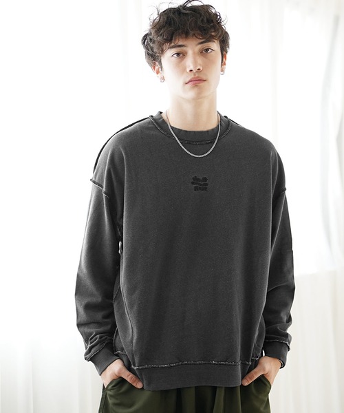 MinoriTY(マイノリティ)の「【MinoriTY select】裏毛インディゴ染めアウトステッチ刺繍トレーナー(スウェット・メンズ・インディゴブルー/ブラック・L/M)」の6枚目の写真