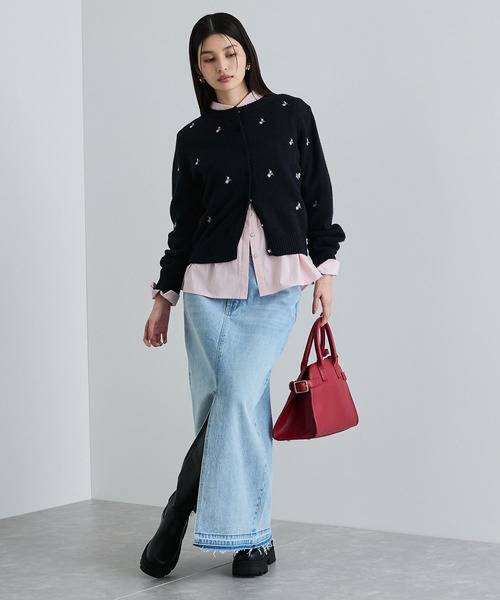 【WEB/1部店舗限定】花刺繍ニットカーディガン（カーディガン/ボレロ）｜VIS（ビス）