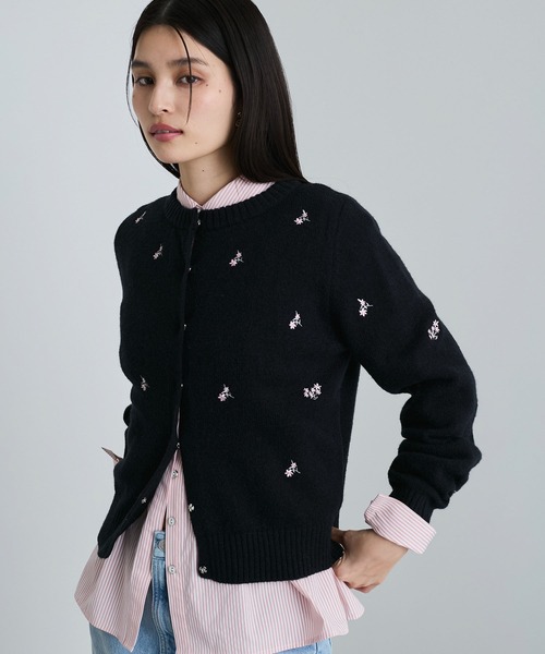 【WEB/1部店舗限定】花刺繍ニットカーディガン（カーディガン/ボレロ）｜VIS（ビス）