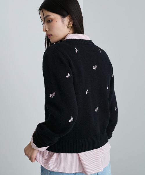 【WEB/1部店舗限定】花刺繍ニットカーディガン（カーディガン/ボレロ）｜VIS（ビス）