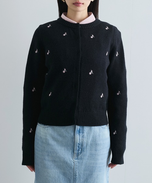 【WEB/1部店舗限定】花刺繍ニットカーディガン（カーディガン/ボレロ）｜VIS（ビス）
