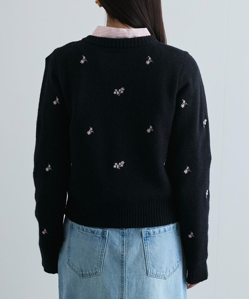 【WEB/1部店舗限定】花刺繍ニットカーディガン（カーディガン/ボレロ）｜VIS（ビス）