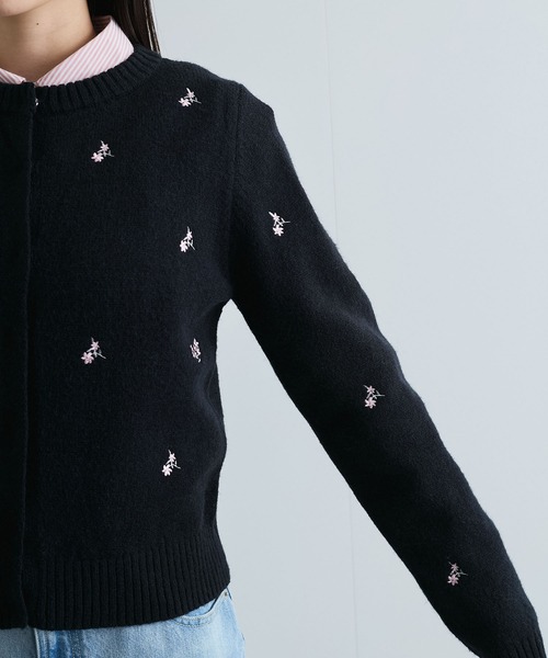 【WEB/1部店舗限定】花刺繍ニットカーディガン（カーディガン/ボレロ）｜VIS（ビス）