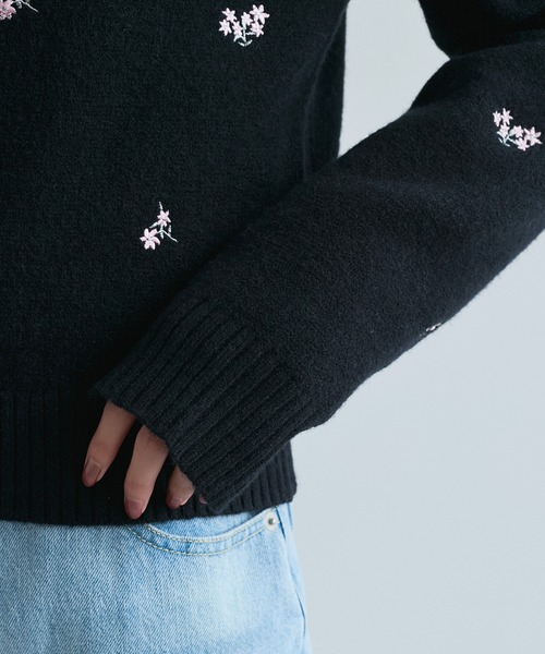 【WEB/1部店舗限定】花刺繍ニットカーディガン（カーディガン/ボレロ）｜VIS（ビス）