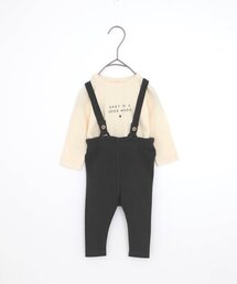 ベビーサスペンダーパンツ&シンプルロゴロンパスセット