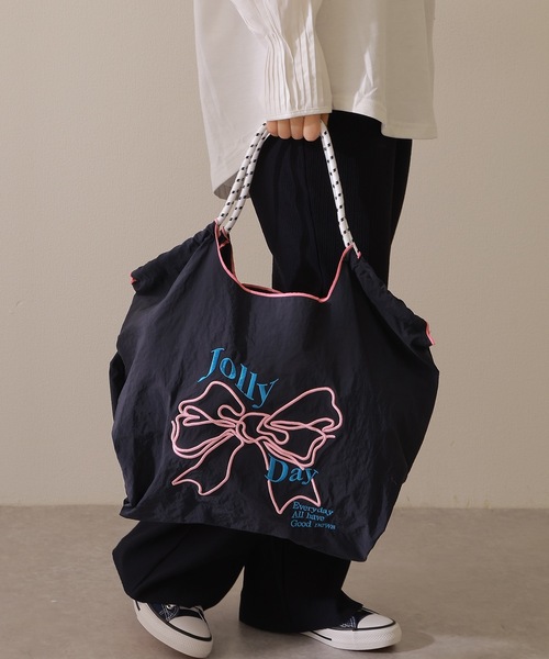 Lace Ladies(レースレディース)の「リボン 刺繍 ショルダー トート バッグ(トートバッグ・レディース・ネイビー/ピンク・FREE)」の21枚目の写真