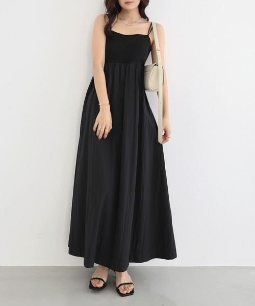 セール】ダブルストラップカップ付きドッキングキャミワンピース