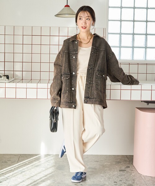 FREAK'S STORE（フリークスストア）の「限定展開　ビックシルエット デニム ジャケット（デニムジャケット・レディース・グレー/ブルー/ブラック/ブラウン/ネイビー・ﾌﾘ-）」の12枚目の写真