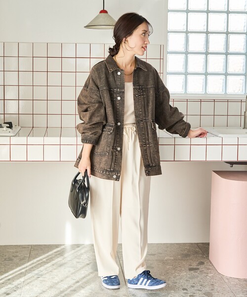 FREAK'S STORE（フリークスストア）の「限定展開　ビックシルエット デニム ジャケット（デニムジャケット・レディース・グレー/ブルー/ブラック/ブラウン/ネイビー・ﾌﾘ-）」の13枚目の写真