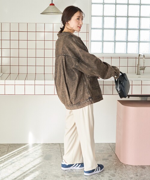 FREAK'S STORE（フリークスストア）の「限定展開　ビックシルエット デニム ジャケット（デニムジャケット・レディース・グレー/ブルー/ブラック/ブラウン/ネイビー・ﾌﾘ-）」の14枚目の写真