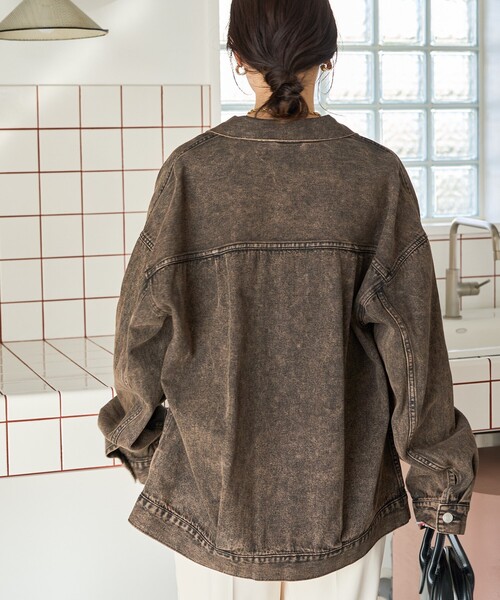 FREAK'S STORE（フリークスストア）の「限定展開　ビックシルエット デニム ジャケット（デニムジャケット・レディース・グレー/ブルー/ブラック/ブラウン/ネイビー・ﾌﾘ-）」の16枚目の写真