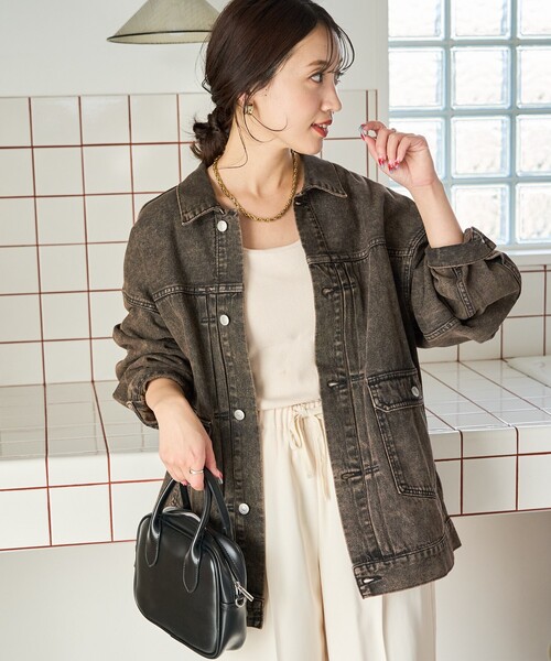 FREAK'S STORE（フリークスストア）の「限定展開　ビックシルエット デニム ジャケット（デニムジャケット・レディース・グレー/ブルー/ブラック/ブラウン/ネイビー・ﾌﾘ-）」の19枚目の写真