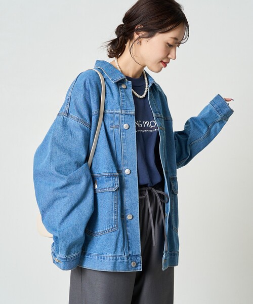 FREAK'S STORE（フリークスストア）の「限定展開　ビックシルエット デニム ジャケット（デニムジャケット・レディース・グレー/ブルー/ブラック/ブラウン/ネイビー・ﾌﾘ-）」の8枚目の写真