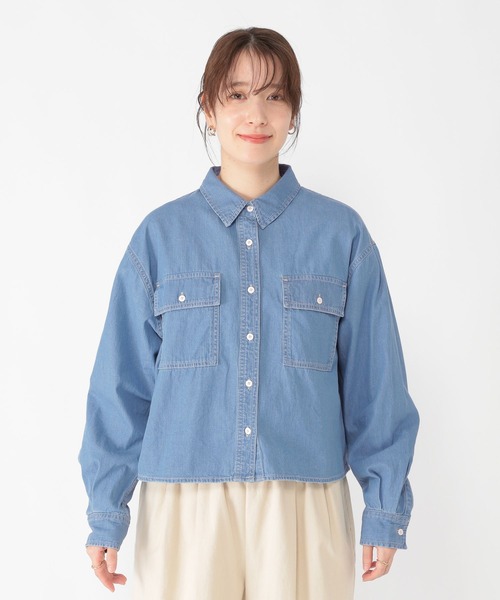 セール】【ONKUL掲載商品】ショート丈デニムシャツ《CLIP denim