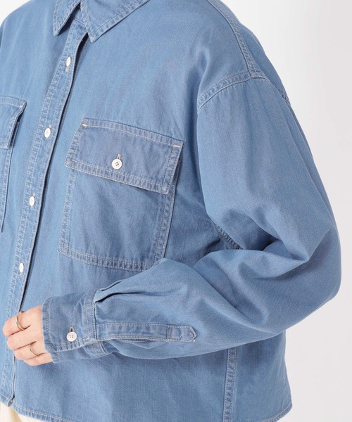 ショートデニムシャツ セール】【ONKUL掲載商品】ショート丈デニムシャツ《CLIP denim