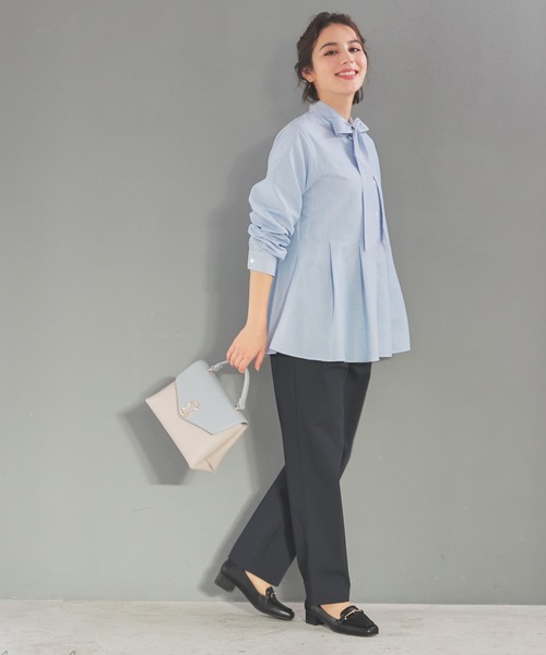 GLACIER lusso（グラシアルッソ）の「【抗菌防臭】ペプラムブラウス（シャツ/ブラウス・レディース・アイボリー/ベージュ系その他/ブルー系その他・L/LL/M/S）」の11枚目の写真