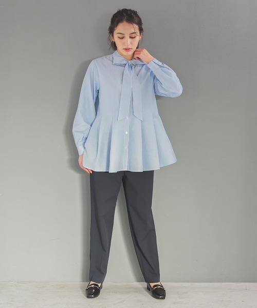 GLACIER lusso（グラシアルッソ）の「【抗菌防臭】ペプラムブラウス（シャツ/ブラウス・レディース・アイボリー/ベージュ系その他/ブルー系その他・L/LL/M/S）」の12枚目の写真